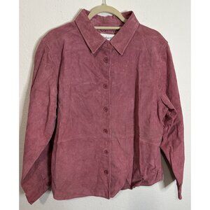 Vintage Chadwicks Suede Leather Button Up Pink Jacket Coat Size XL